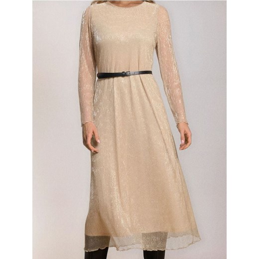 Sinsay - Elegancka sukienka szmizjerka z paskiem - złoty ze sklepu Sinsay w kategorii Sukienki - zdjęcie 187576930