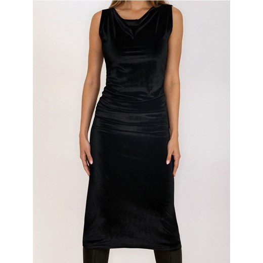 Sinsay - Welurowa sukienka z drapowaniem - czarny ze sklepu Sinsay w kategorii Sukienki - zdjęcie 187576932