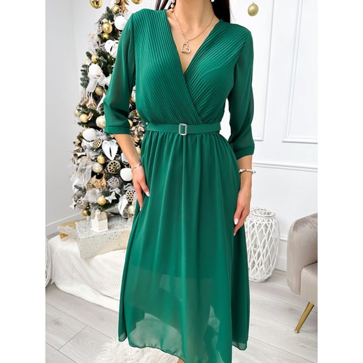 Zielona Sukienka z Paskiem ze sklepu ModnaKiecka.pl w kategorii Sukienki - zdjęcie 187577020