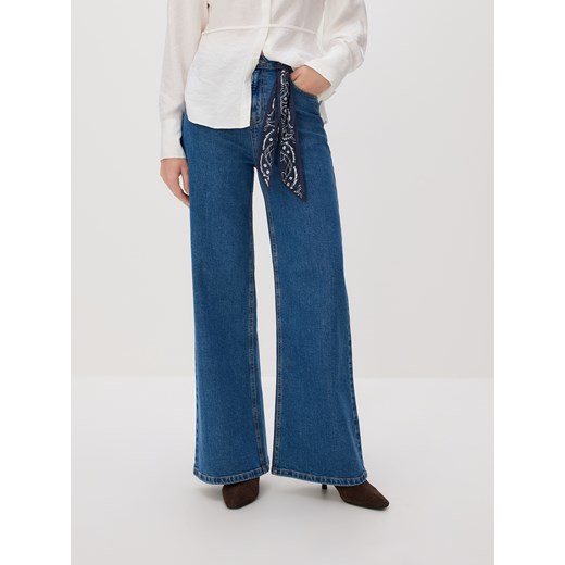 Reserved - Jeansy wide leg z bandaną - niebieski ze sklepu Reserved w kategorii Jeansy damskie - zdjęcie 187577281