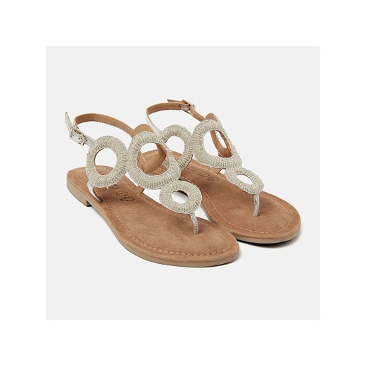 Lazamani Skórzane japonki w kolorze srebrnym ze sklepu Limango Polska w kategorii Sandały damskie - zdjęcie 187578003