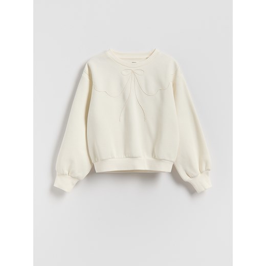 Reserved - Bluza z kokardą - złamana biel ze sklepu Reserved w kategorii Bluzy dziewczęce - zdjęcie 187578624