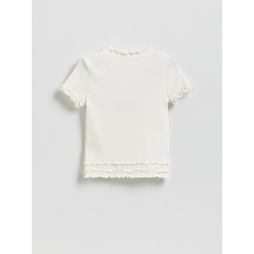 Reserved - Prążkowany t-shirt - złamana biel ze sklepu Reserved w kategorii Bluzki dziewczęce - zdjęcie 187578693