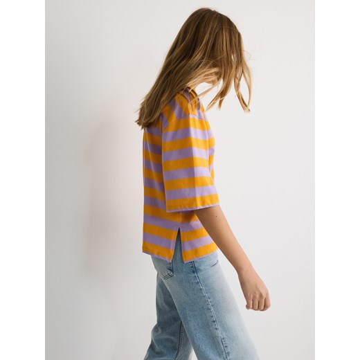 Reserved - T-shirt w paski - fioletowy ze sklepu Reserved w kategorii Bluzki damskie - zdjęcie 187578983