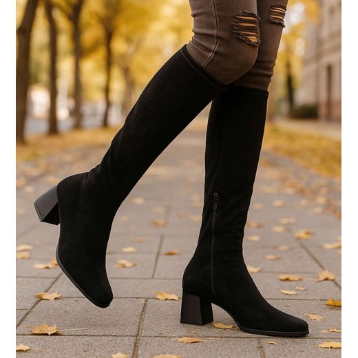 Czarne kozaki na niskim obcasie /F4-1  18519 W444/ ze sklepu Pantofelek24.pl w kategorii Kozaki damskie - zdjęcie 187579000