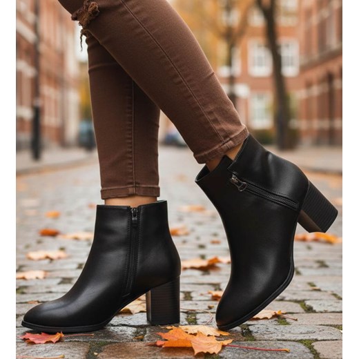 Wizytowe botki zimowe na obcasie /F10-3 18522 G384/ ze sklepu Pantofelek24.pl w kategorii Botki - zdjęcie 187579010