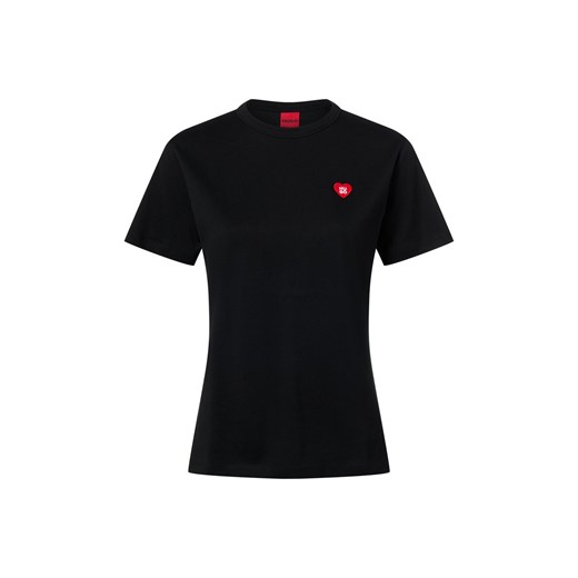 HUGO Koszulka damska - Damacia Kobiety Bawełna czarny jednolity ze sklepu vangraaf w kategorii Bluzki damskie - zdjęcie 187579844