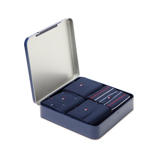 Tommy Hilfiger Męskie 4-pak skarpet w pudełku prezentowym Mężczyźni Bawełna blue stone wzorzysty ze sklepu vangraaf w kategorii Skarpetki męskie - zdjęcie 187579870