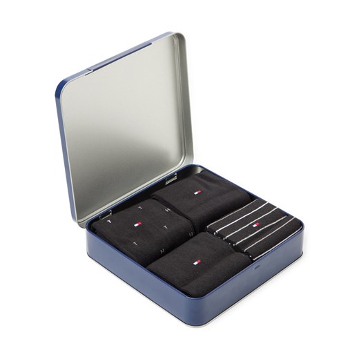 Tommy Hilfiger Męskie 4-pak skarpet w pudełku prezentowym Mężczyźni Bawełna blue stone wzorzysty ze sklepu vangraaf w kategorii Skarpetki męskie - zdjęcie 187579871