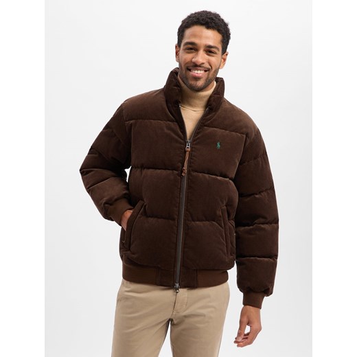 Polo Ralph Lauren Męska pikowana sztruksowa kurtka puchowa Mężczyźni Sztruks czekoladowy jednolity ze sklepu vangraaf w kategorii Kurtki męskie - zdjęcie 187579872