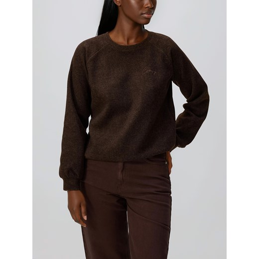 Reserved - Dzianinowa bluza z haftem - ciemnobrązowy ze sklepu Reserved w kategorii Bluzy damskie - zdjęcie 187579874