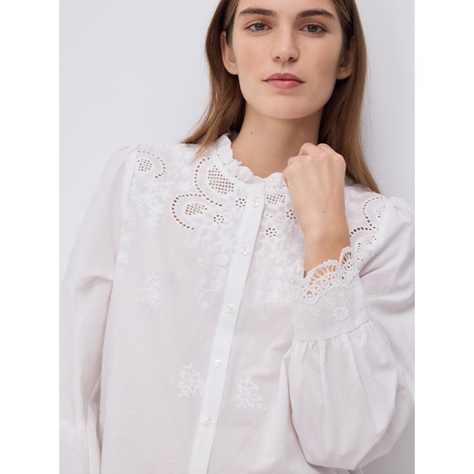 Reserved - Koszula z ażurową wstawką - biały ze sklepu Reserved w kategorii Koszule damskie - zdjęcie 187580071