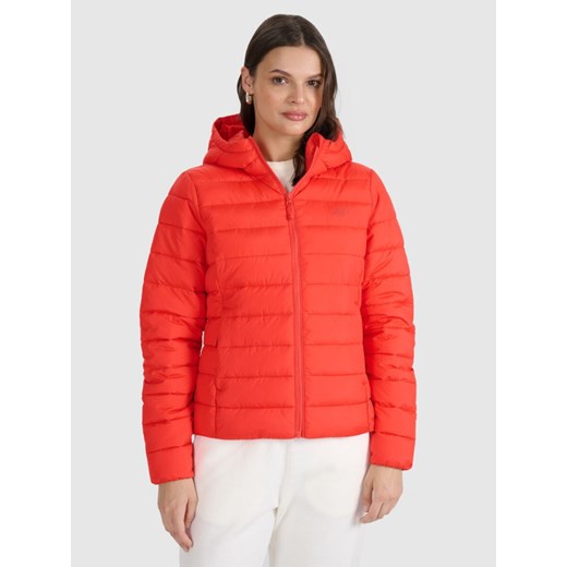 Damska kurtka puchowa pikowana 4F 4FWAW25TDJAF580 - czerwona ze sklepu Sportstylestory.com w kategorii Kurtki damskie - zdjęcie 187580410