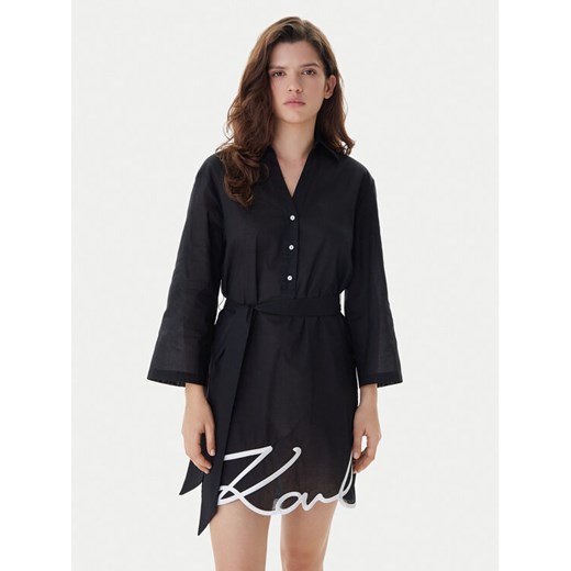 KARL LAGERFELD Sukienka plażowa A2W46075 Czarny Regular Fit ze sklepu MODIVO w kategorii Odzież plażowa - zdjęcie 187582111