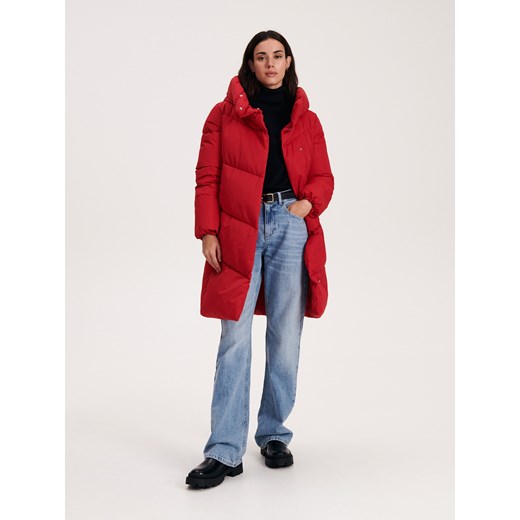 Reserved - Pikowany płaszcz - czerwony ze sklepu Reserved w kategorii Płaszcze damskie - zdjęcie 187582400