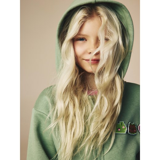 Reserved - Bluza z aplikacją Boffie & Poko - zielony Reserved 164 (13 lat) Reserved