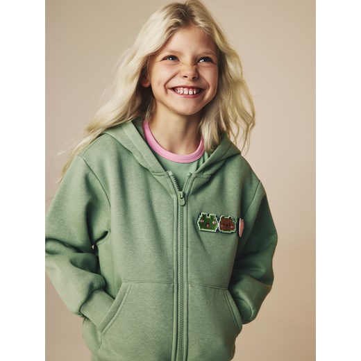 Reserved - Bluza z aplikacją Boffie & Poko - zielony Reserved 122 (6-7 lat) Reserved