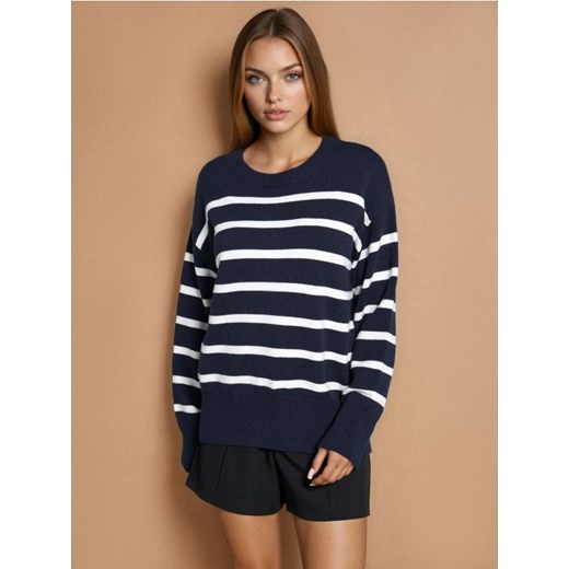 Sinsay - Sweter w paski z wiskozy - granatowy ze sklepu Sinsay w kategorii Swetry damskie - zdjęcie 187582934
