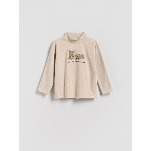 Reserved - Longsleeve ze stójką - beżowy ze sklepu Reserved w kategorii T-shirty chłopięce - zdjęcie 187583420