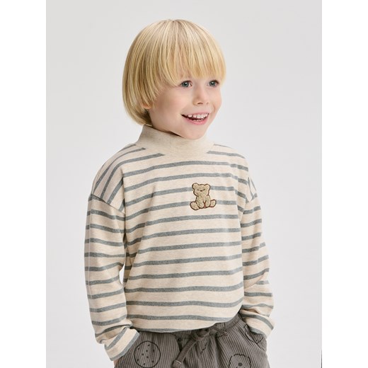 Reserved - Longsleeve ze stójką - beżowy ze sklepu Reserved w kategorii T-shirty chłopięce - zdjęcie 187583422