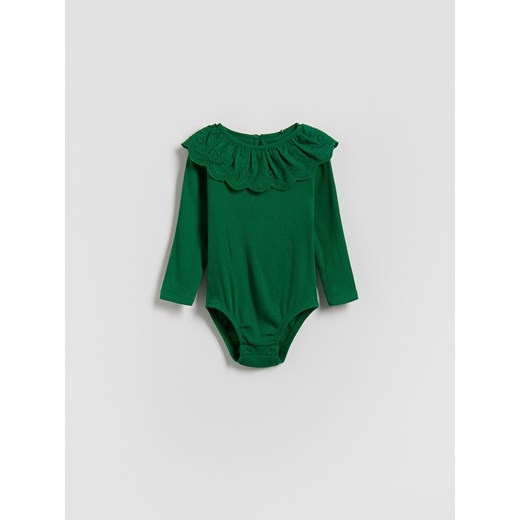 Reserved - Body z kołnierzykiem - zielony ze sklepu Reserved w kategorii Body niemowlęce - zdjęcie 187583441