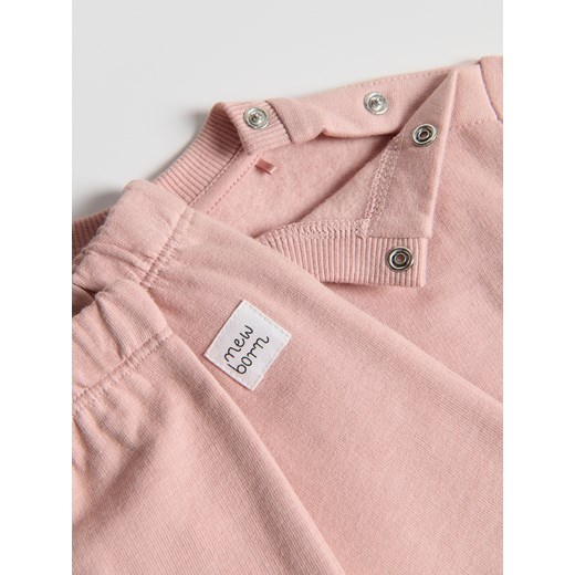 Reserved - Bawełniany komplet z naszywką - brudny róż Reserved 68 (3-6 m.) Reserved