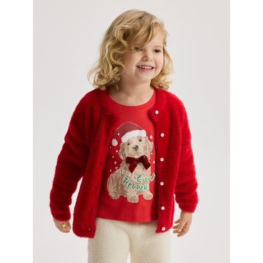 Reserved - Świąteczny t-shirt z nadrukiem - intenstywna czerwień Reserved 104 (3-4 lata) Reserved