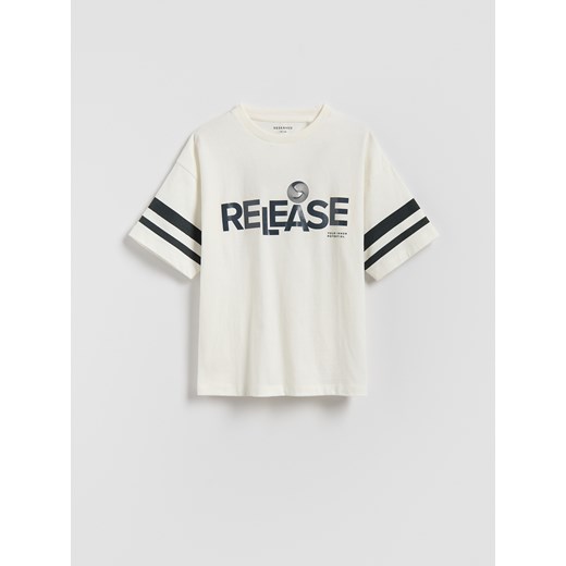 Reserved - T-shirt z nadrukiem - złamana biel ze sklepu Reserved w kategorii T-shirty chłopięce - zdjęcie 187583552