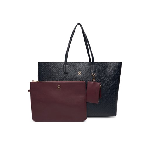 Tommy Hilfiger Torebka Th Icon Tote Mono AW0AW18174 Granatowy ze sklepu MODIVO w kategorii Torby Shopper bag - zdjęcie 187583822