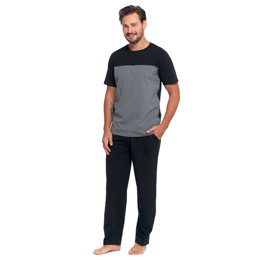 Moraj PDM3400-006 piżama męska krótki rękaw, długie spodnie black ze sklepu kontri.pl w kategorii Piżamy męskie - zdjęcie 187584184