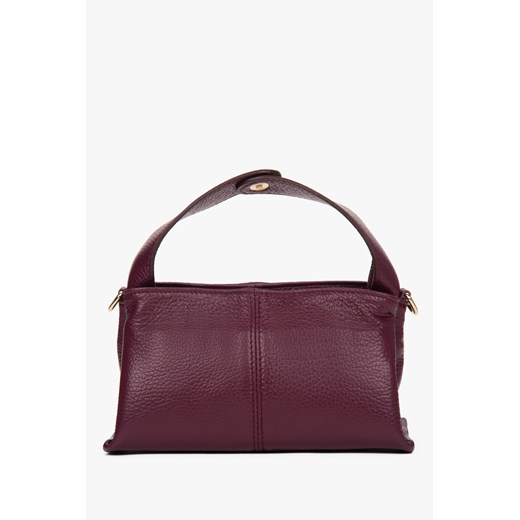 Estro: Mała burgundowa torebka damska z włoskiej skóry naturalnej Premium ze sklepu Estro w kategorii Torby Shopper bag - zdjęcie 187584343