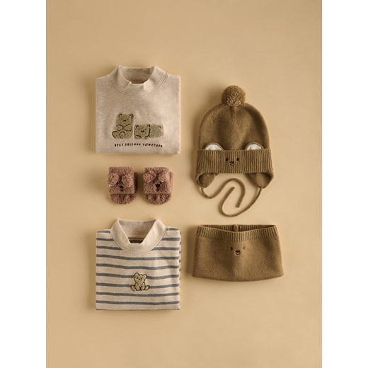 Reserved - Longsleeve ze stójką - beżowy ze sklepu Reserved w kategorii T-shirty chłopięce - zdjęcie 187584352