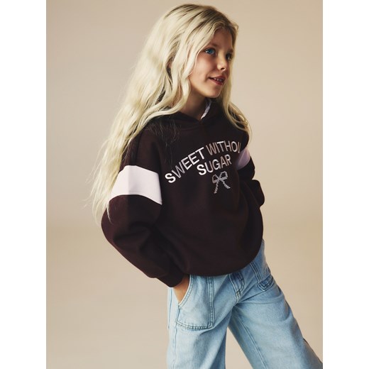 Reserved - Bluza z haftem - ciemnobrązowy Reserved 122/128 (6-8 lat) Reserved