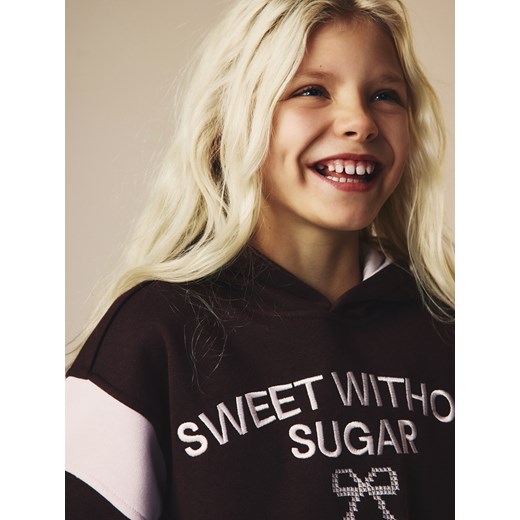 Reserved - Bluza z haftem - ciemnobrązowy Reserved 122/128 (6-8 lat) Reserved