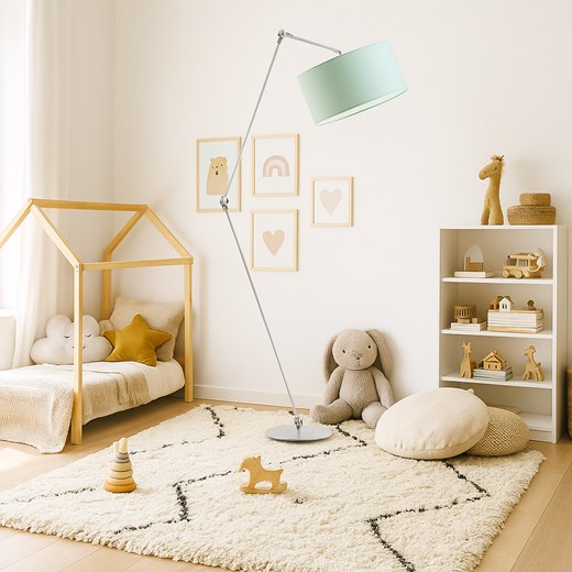 Nowoczesna lampa podłogowa dla dzieci BARI z regulowanym kloszem w kolorze mięty ze sklepu Lysne w kategorii Lampy dziecięce - zdjęcie 187584470