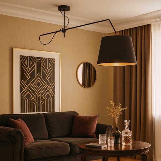 Czarna lampa wisząca sufitowa z regulowanym ramieniem OVIEDO GOLD ze sklepu Lysne w kategorii Lampy wiszące - zdjęcie 187584471