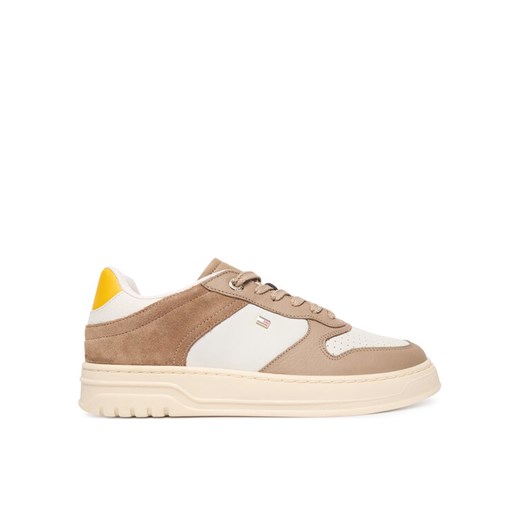 Sneakersy Tommy Hilfiger Th Sporty Cupsole Tumbled Ltr FW0FW09024 Beżowy ze sklepu eobuwie.pl w kategorii Buty sportowe damskie - zdjęcie 187584630