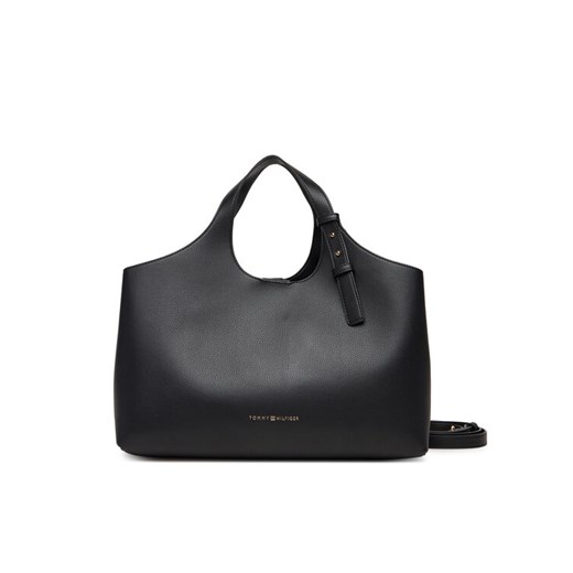 Torebka Tommy Hilfiger Th Logo Satchel AW0AW18282 Czarny ze sklepu eobuwie.pl w kategorii Torby Shopper bag - zdjęcie 187584650