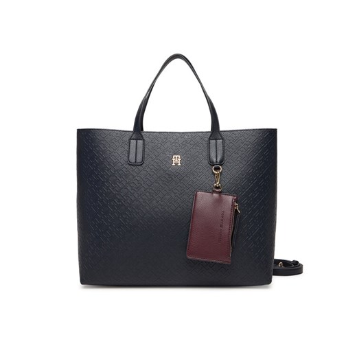 Torebka Tommy Hilfiger Th Icon Satchel Mono AW0AW18123 Granatowy ze sklepu eobuwie.pl w kategorii Torby Shopper bag - zdjęcie 187584731