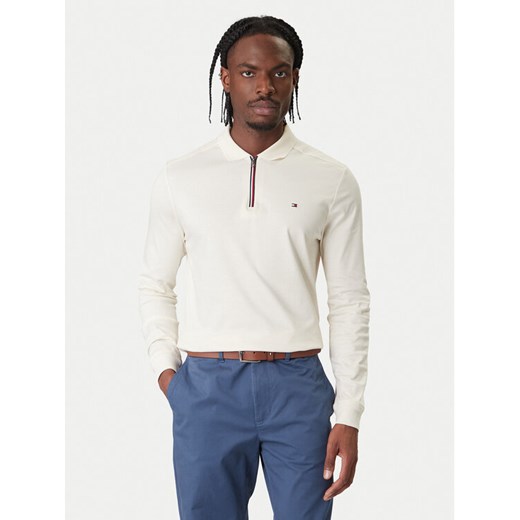 Tommy Hilfiger Polo MW0MW42808 Écru Regular Fit ze sklepu MODIVO w kategorii T-shirty męskie - zdjęcie 187585352