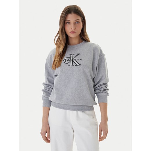 Calvin Klein Jeans Bluza Foil Monologo LV047E825G Szary Regular Fit ze sklepu MODIVO w kategorii Bluzy damskie - zdjęcie 187585441