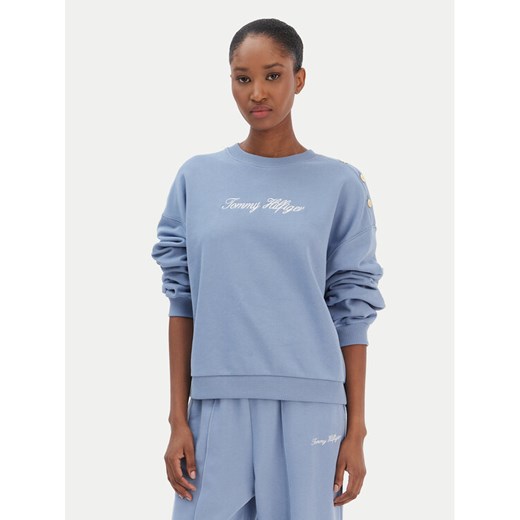 Tommy Hilfiger Bluza Script WW0WW48783 Niebieski Relaxed Fit ze sklepu MODIVO w kategorii Bluzy damskie - zdjęcie 187585462