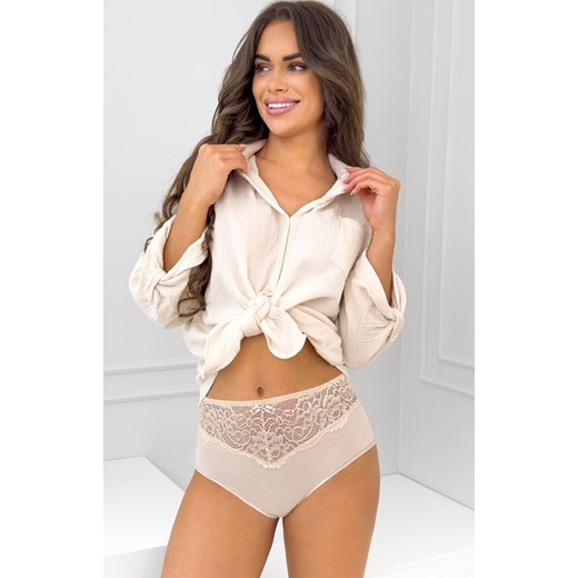 Donna bawełniane figi z wysokim stanem beżowe 243, Kolor beżowy, Rozmiar S, Donna ze sklepu Primodo w kategorii Majtki damskie - zdjęcie 187586252