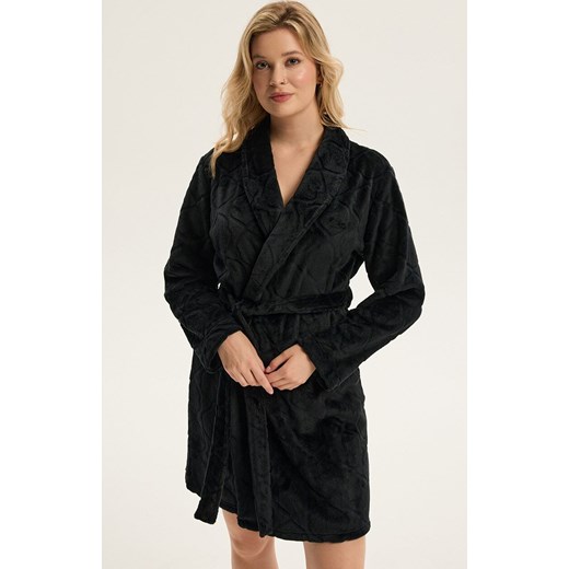 Esotiq ciepły szlafrok damski czarny Coco 43932-99X, Kolor czarny, Rozmiar L/XL, Esotiq ze sklepu Primodo w kategorii Szlafroki damskie - zdjęcie 187586262