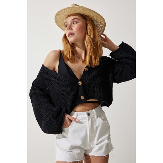 Happiness Istanbul Kardigan w kolorze czarnym Happiness Istanbul onesize okazyjna cena Limango Polska