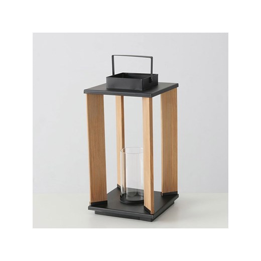 Boltze Lampion &quot;Ventana&quot; w kolorze czarno-jasnobrązowym - 21 x 40,5 cm ze sklepu Limango Polska w kategorii Świeczniki - zdjęcie 187586852