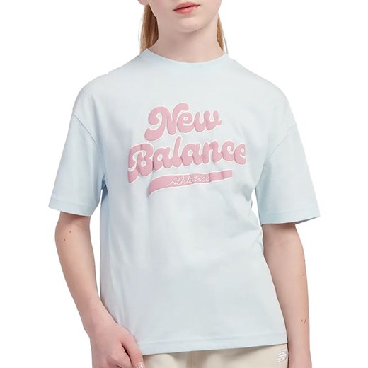Koszulka dziecięca New Balance LAKG0192FRL - niebieska ze sklepu streetstyle24.pl w kategorii Bluzki dziewczęce - zdjęcie 187587424
