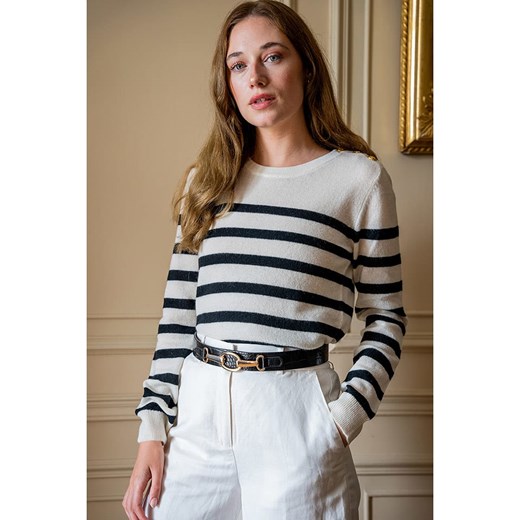 Maison Héritage Cashmere Kaszmirowy sweter w kolorze kremowo-czarnym ze sklepu Limango Polska w kategorii Swetry damskie - zdjęcie 187588170
