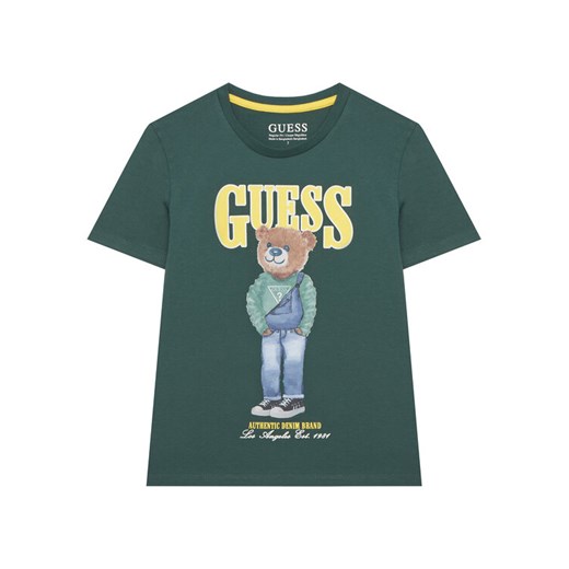Guess T-Shirt L6RI11 K8HM4 Zielony Regular Fit ze sklepu MODIVO w kategorii T-shirty chłopięce - zdjęcie 187588680