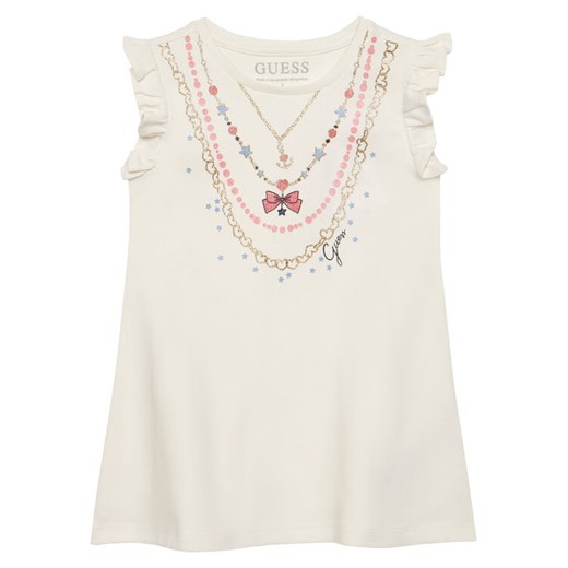 Guess Sukienka codzienna K6RK02 KA6W4 Écru Regular Fit ze sklepu MODIVO w kategorii Sukienki dziewczęce - zdjęcie 187588704